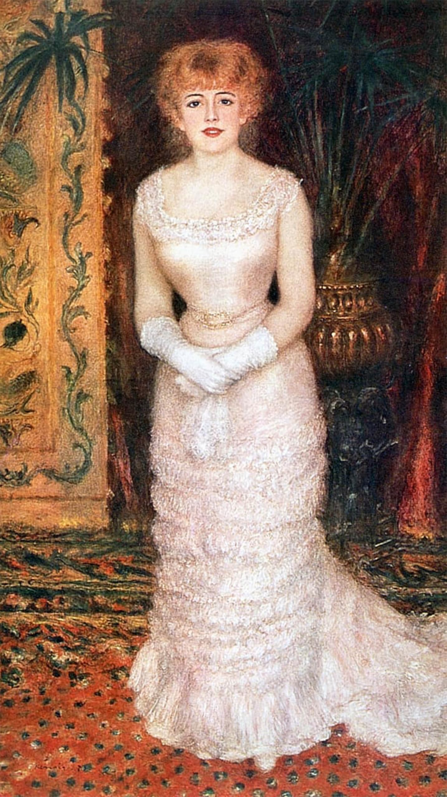 Artxlxxbn No Frame Famous Prints Artwork Pictures Poster Painting Art Portrait Of The Actress Jeanne Samary By Pierre Auguste Renoir Artwork Landscape Pictures For Home Decor 60X90cm
