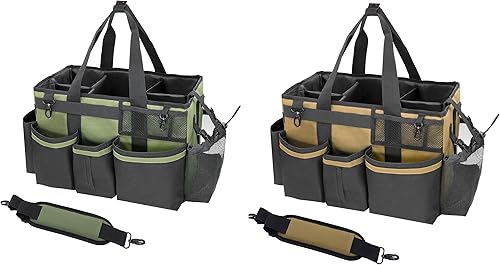 Paquete de 2 bolsas grandes de limpieza portátiles, verde y marrón
