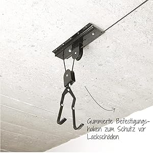 FISCHER Plus Bike lift, load capacity up to 30 kg, bicycle mount, ceiling mount for bicycles and e-bikes, up to 4 m ceiling height, mechanical, ceiling lift FISCHER Plus Bike lift, load capacity up to 30 kg, bicycle mount, ceiling mount for bicycles and e-bikes, up to 4 m ceiling height, mechanical, ceiling lift