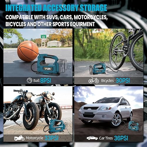 Miniatura 7 de Inflador de neumáticos inalámbrico Compresor de aire para batería Makita de 18 V, bomba de aire portátil de mano de luz LED de 160 PSI con medidor