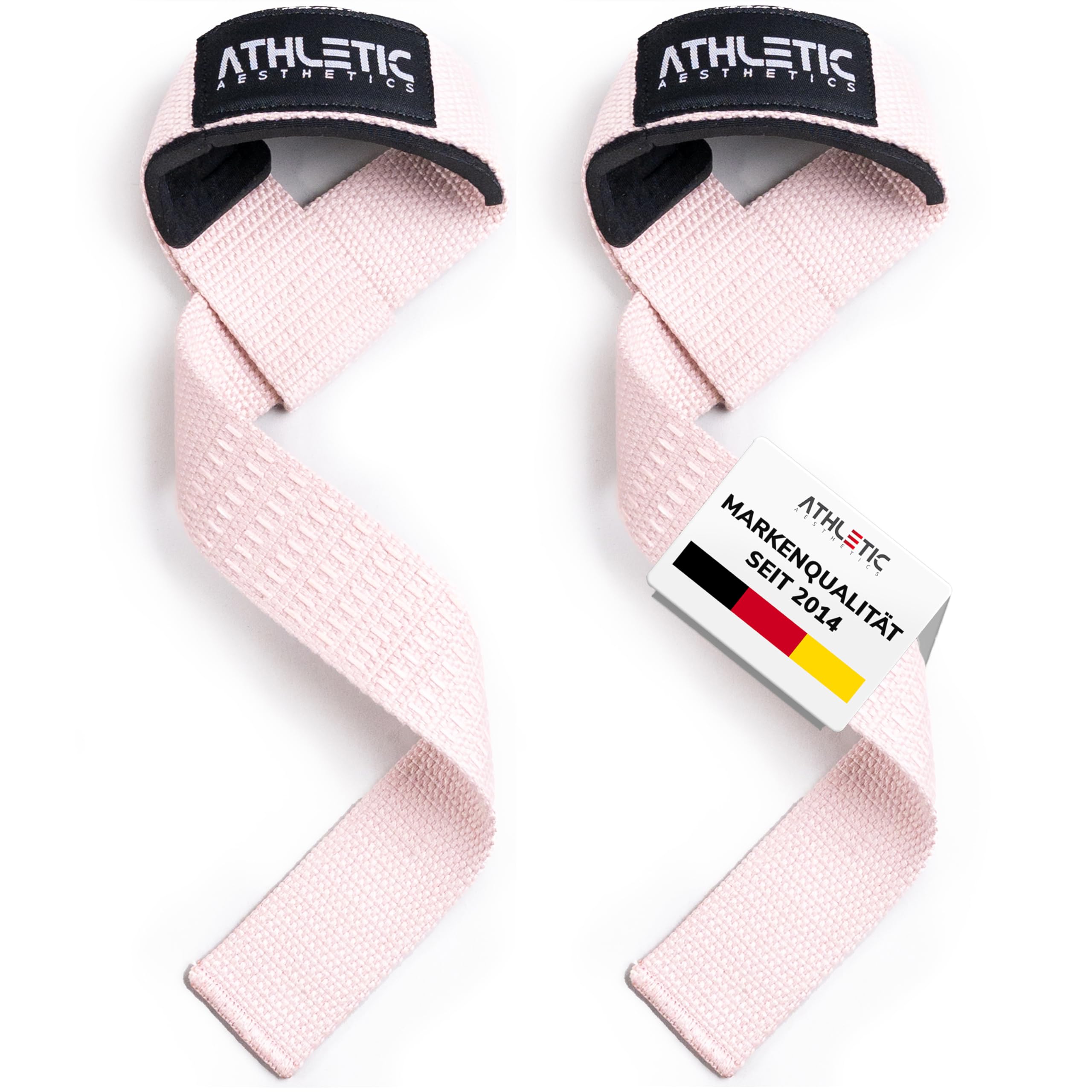 Zughilfen für Krafttraining und Bodybuilding (gepolstert) - Profi Lifting Straps 60 cm Länge für Fitness, Weightlifting, Kreuzheben - Zughilfe im Paar für Frauen und Männer (Rose (Silikon))