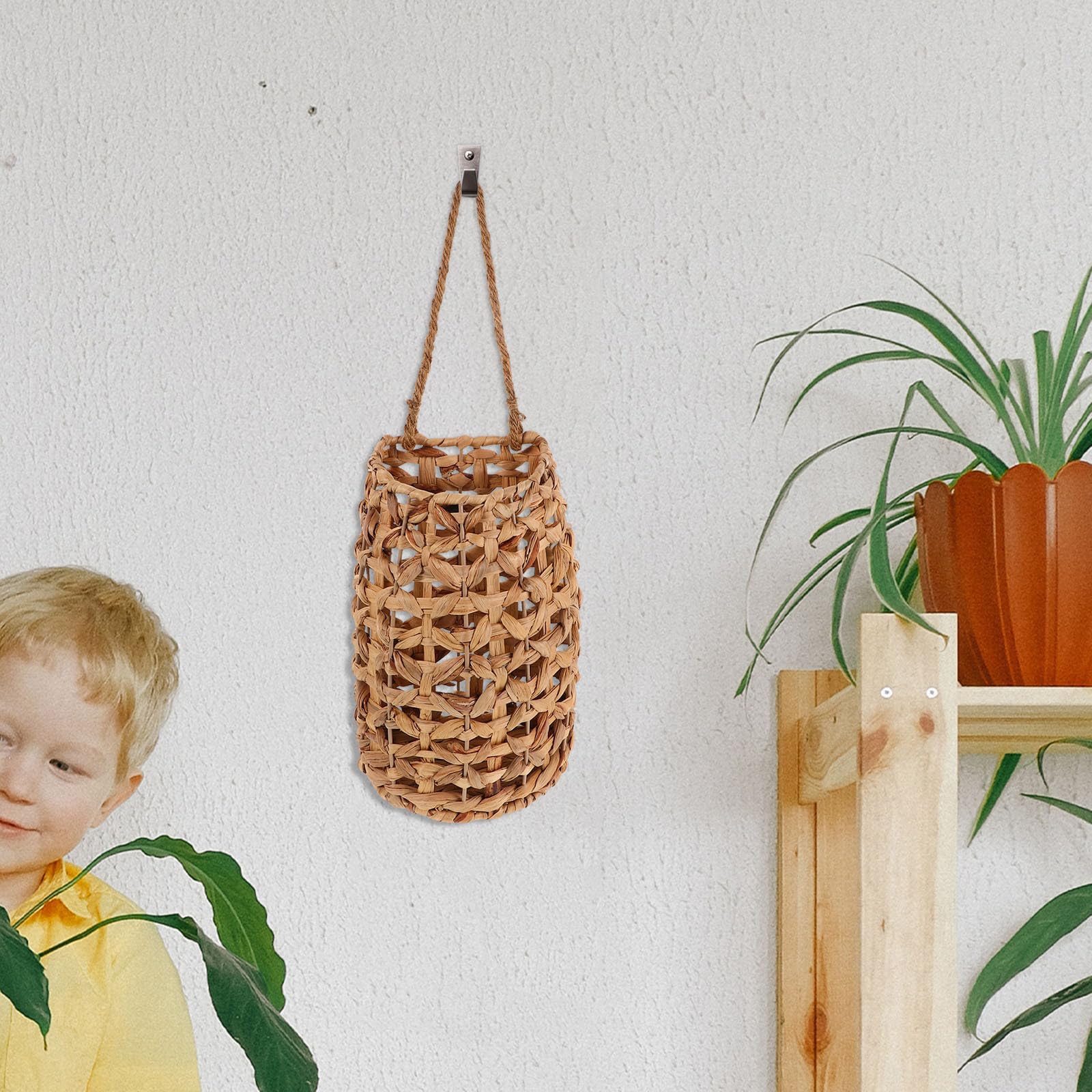 Alipis Cesta Colgante Tejida de Hierba de Calabaza Ligera y Portátil para Almacenamiento en Cocina y Decoración de Pared Estilo Nórdico Elegante