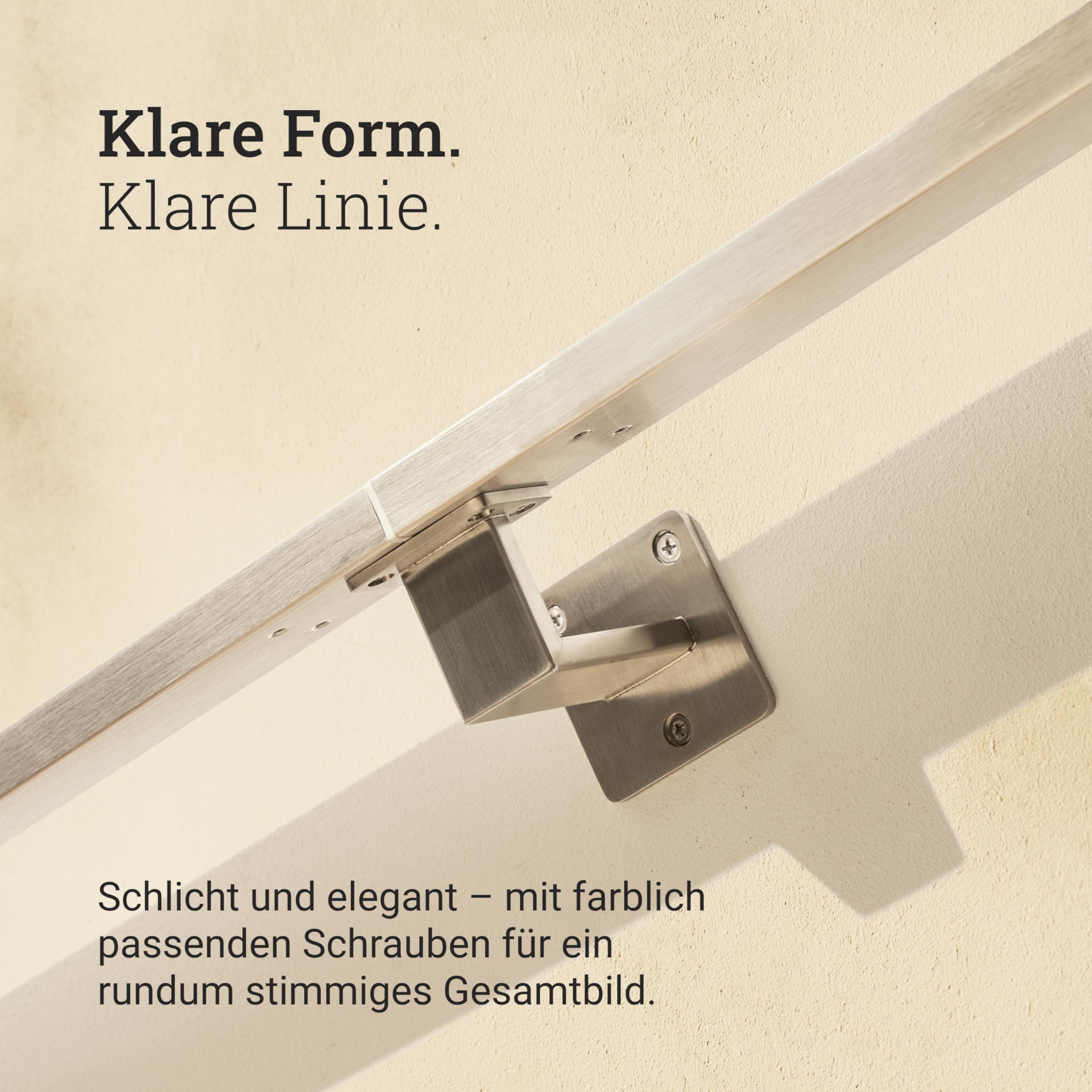 Natural Goods Berlin Handlauf Set OBLONG Metall schwarz / 2x Stück Handlaufhalter WIDE & 150cm Treppengeländer/rostfreier, pulverbeschichteter Treppenhandlauf/Handlauf Treppe Innen & Außen