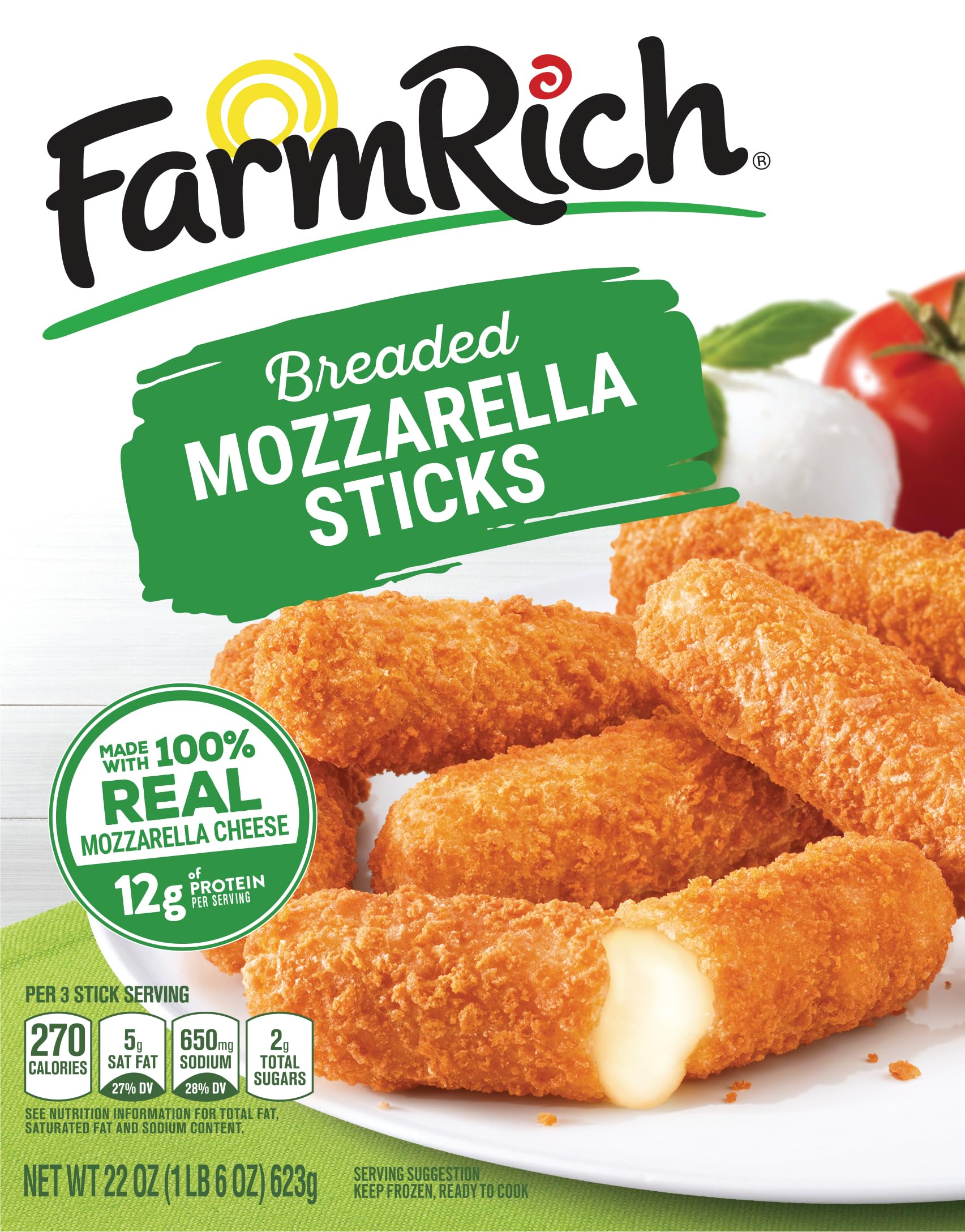 Farm Rich Breaded Mozzarella Cheese Sticks Delicious Frozen 22 oz Party Appetizer Snack Made with 100 Real Mozzarella — view 4