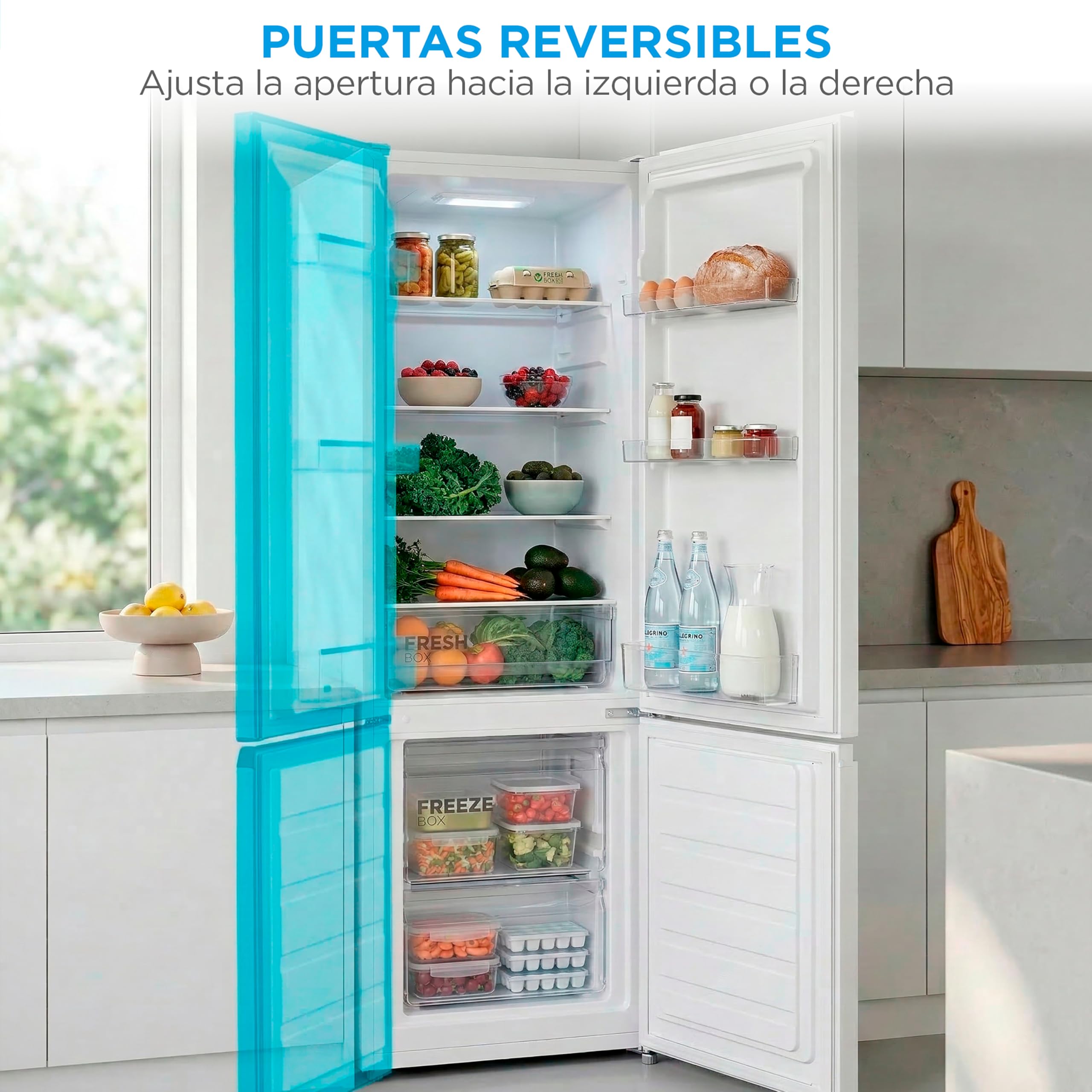 Midea Frigorifico Combi Blanco de 262 L | 55 cm x 177 cm | Nevera Combi con Congelador de 65L y Tecnología Low Frost - Refrigerador Independiente de Bajo Consumo, Puertas Reversibles, Silencioso 39 dB