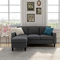 Vista 1 de Livavege Convertible Sleeper Sectional Sofa with Chaise and Storage Ottoman, Linen Upholstered Backrest, Reversible Corner 3 Person L-Shape Couch