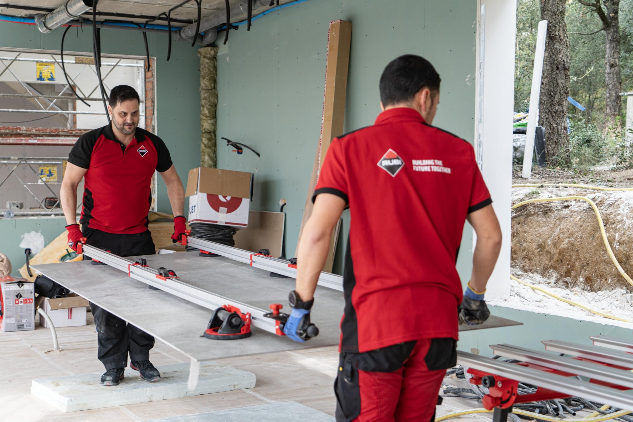 Ventouse pour carrelage grand format avec guides rétractables ERGO TILE TRANS - 6 ventouses Ø160 mm - jusqu'à 320 cm et 80 kg