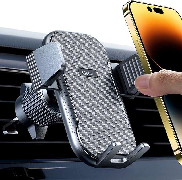 LISEN Phone Holder for Cars [2022 Upgrade] Air Vent Car Phone Holder [Never Slip & Fall] Car Phone Mount Compatible with iPhone 14 Pro 13 12 11 Pro Max XR XS SE, Galaxy S22 S21 S20, Huawei