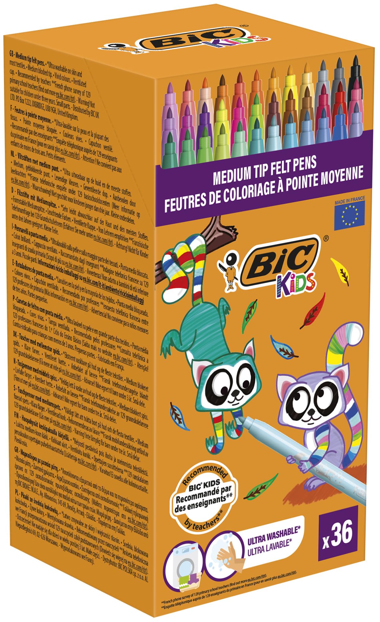 BIC Kids Kid Couleur Felt Tip Pens 36 Colours Water Soluble Medium Tip Age 5+ โ image 1
