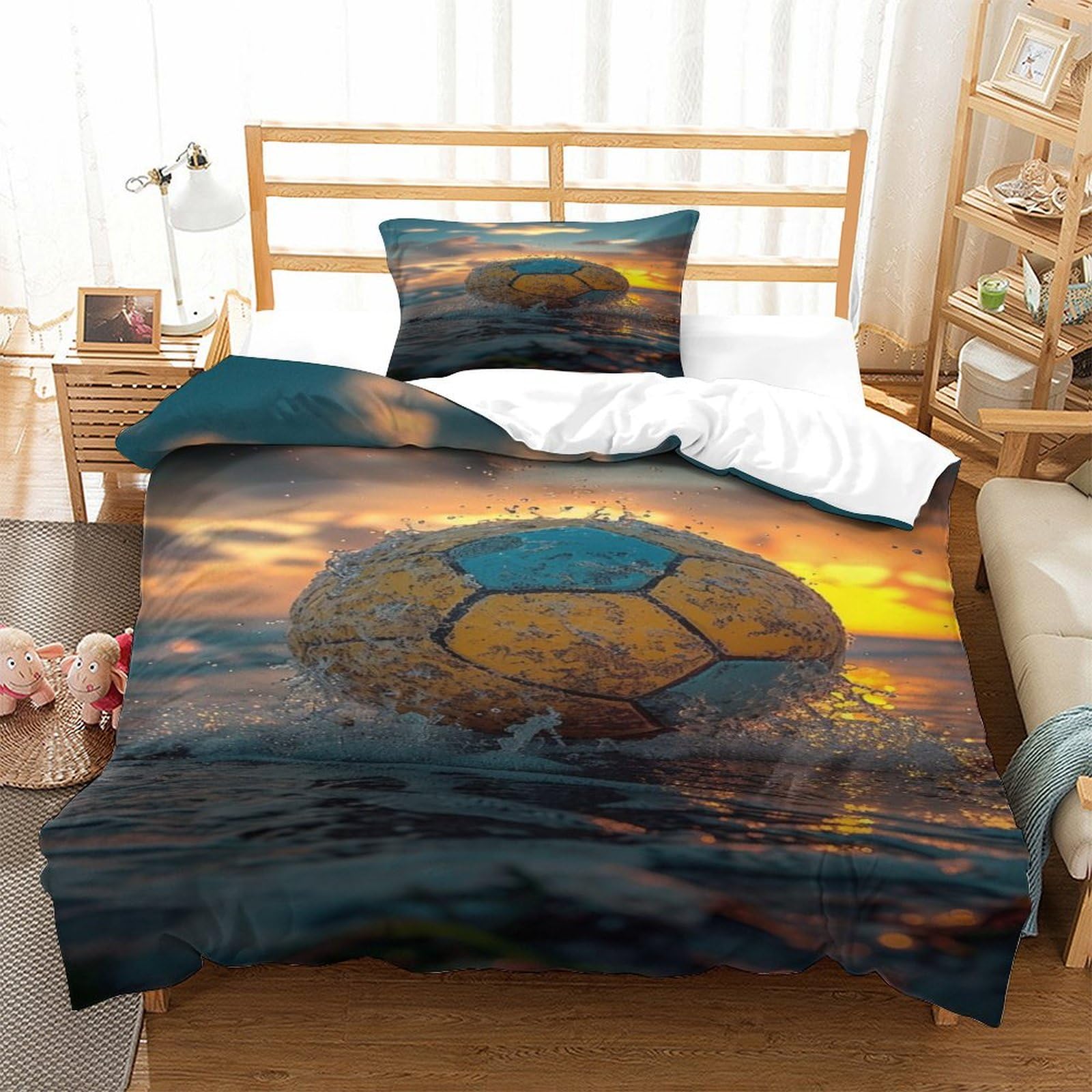Housse de couette football 135x200cm en microfibre anti-plis pour simplifier le repassage