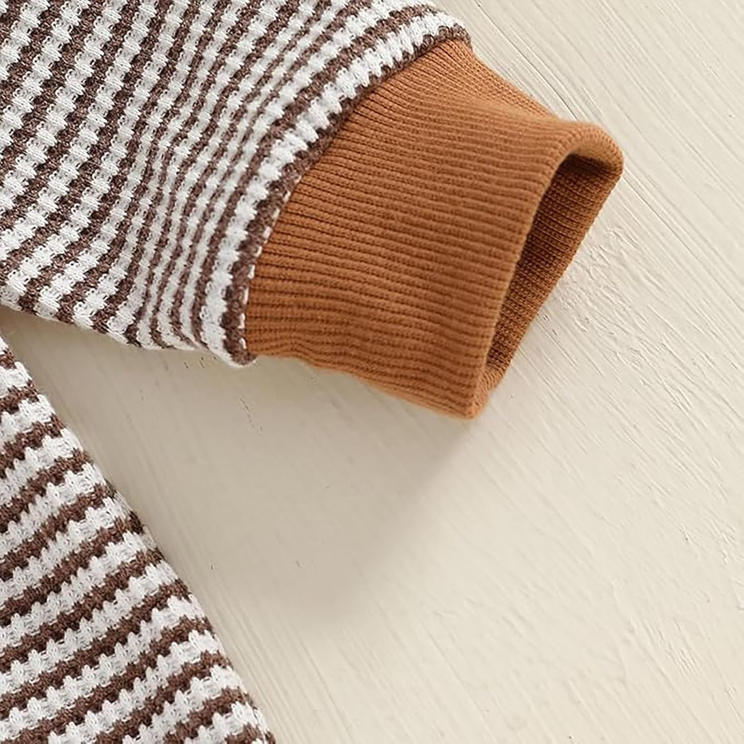 Newborn Baby Girl Boy Romper Waffle Game Day Embroidery Long Sleeve Stripe Bodysuit Infant Fall Winter Clothes - Image 4