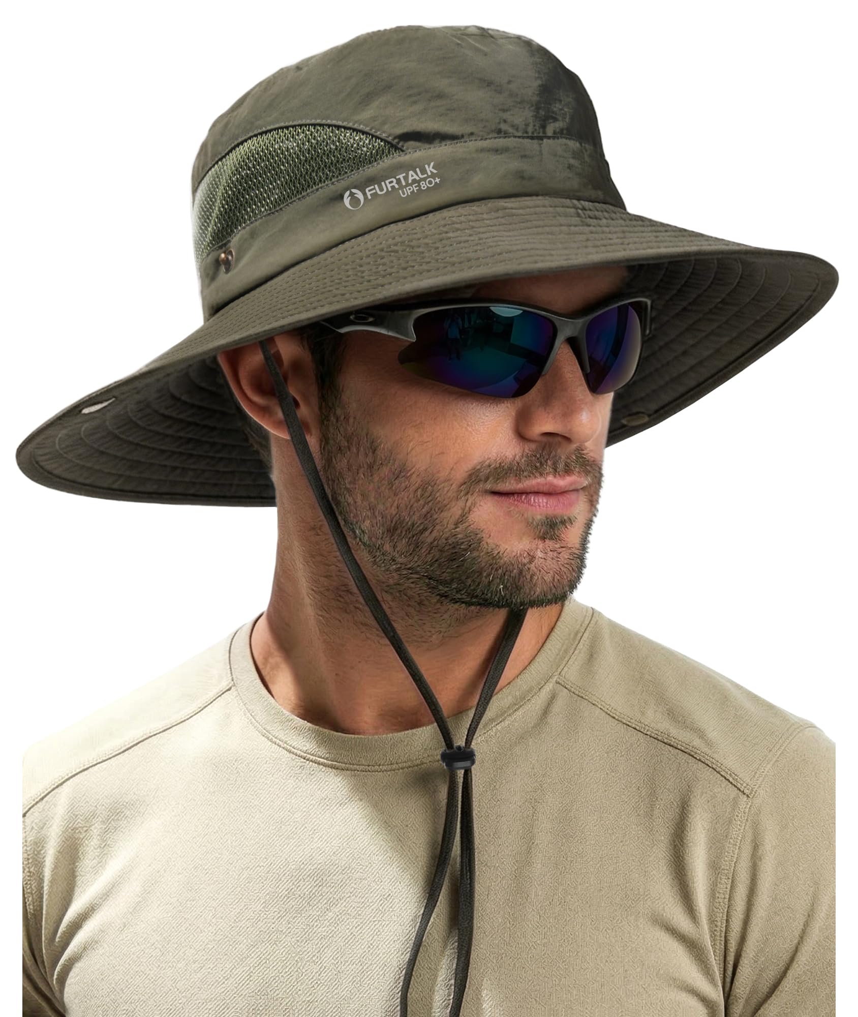 FURTALK Bucket Sonnenhut Herren UPF 80 breiter Rand Outdoor Wander Angler und Strandhut
