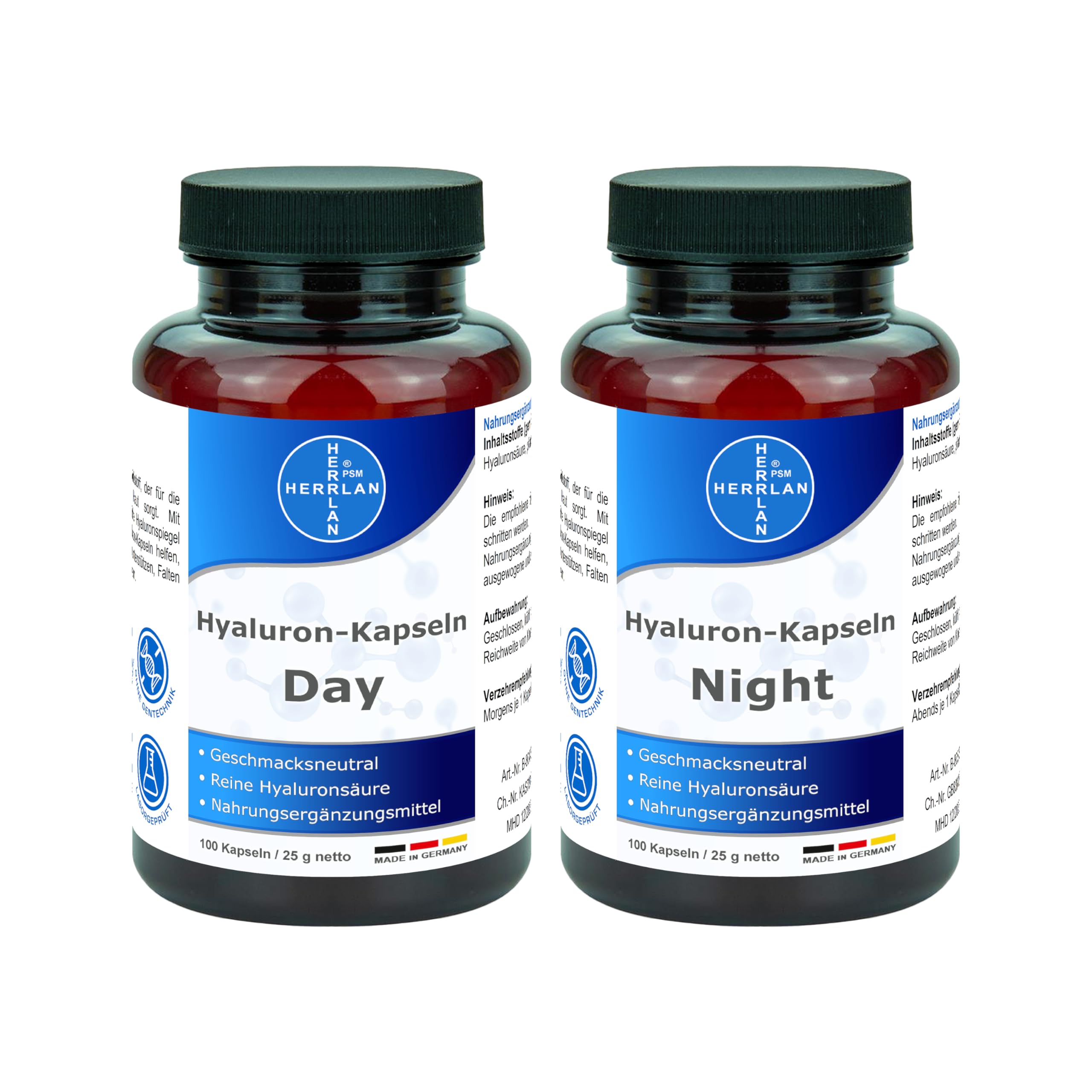Hyaluron-Kapseln Day & Night [je 100 Kapseln] - reine Hyaluronsäure