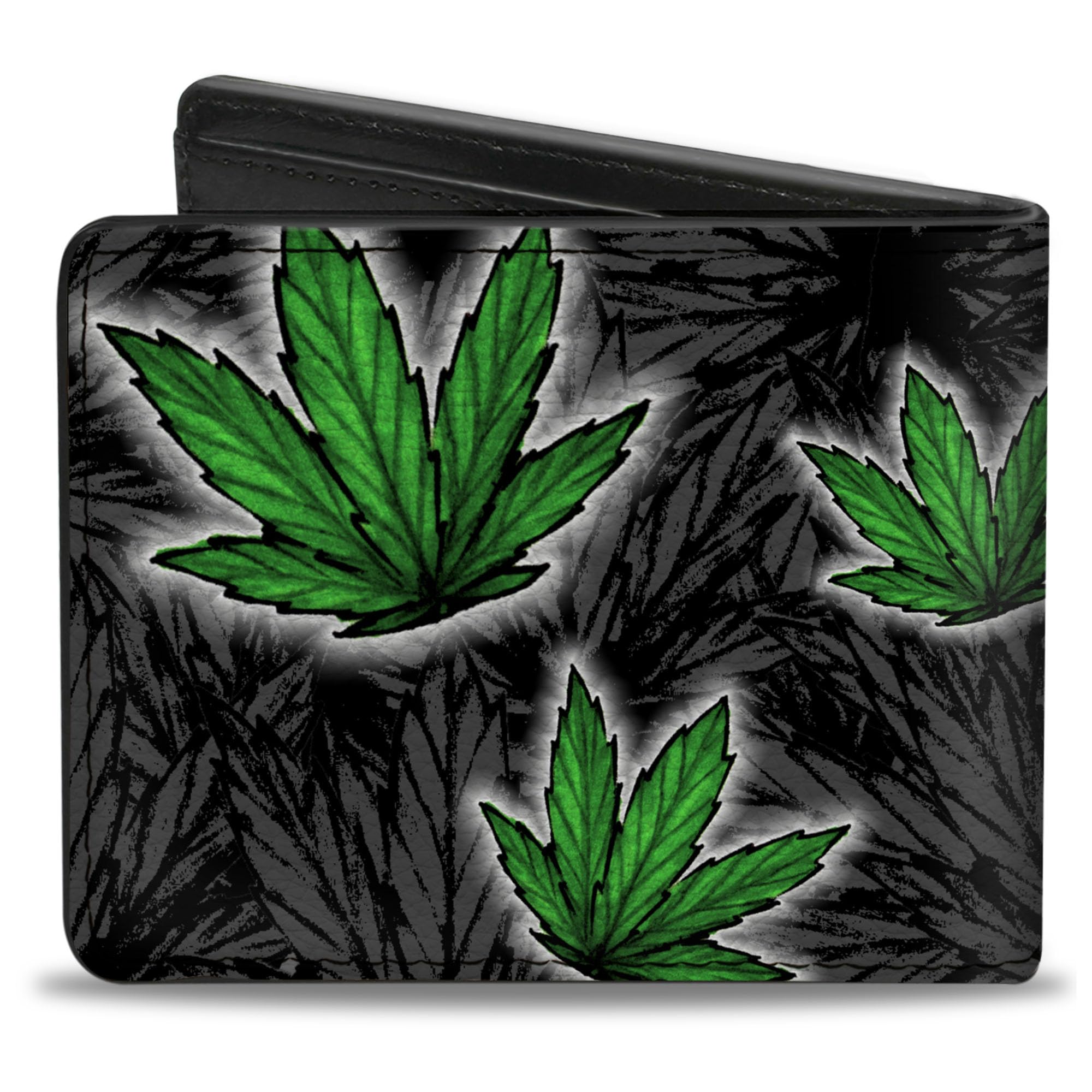 Buckle-Down Men's Bifold Wallet Weed, 4.0