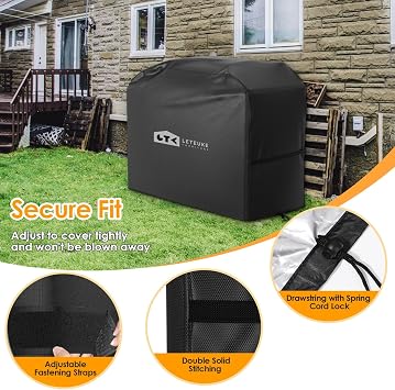 Leteuke Grill Cover for Outdoor Grill, Heavy Duty Waterproof 52inch BBQ Cover with Adjustable Straps, UV & Fade Resistant Barbecue Gas Grill Cover, Black