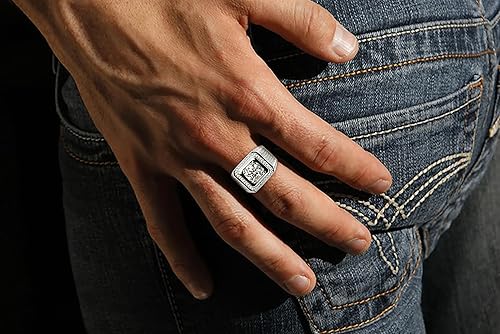 Miniatura 7 de Anillo de moissanita para hombre de 2 a 5 quilates con diamante solitario de boda de plata de ley con chapado en oro blanco de 18 quilates color D