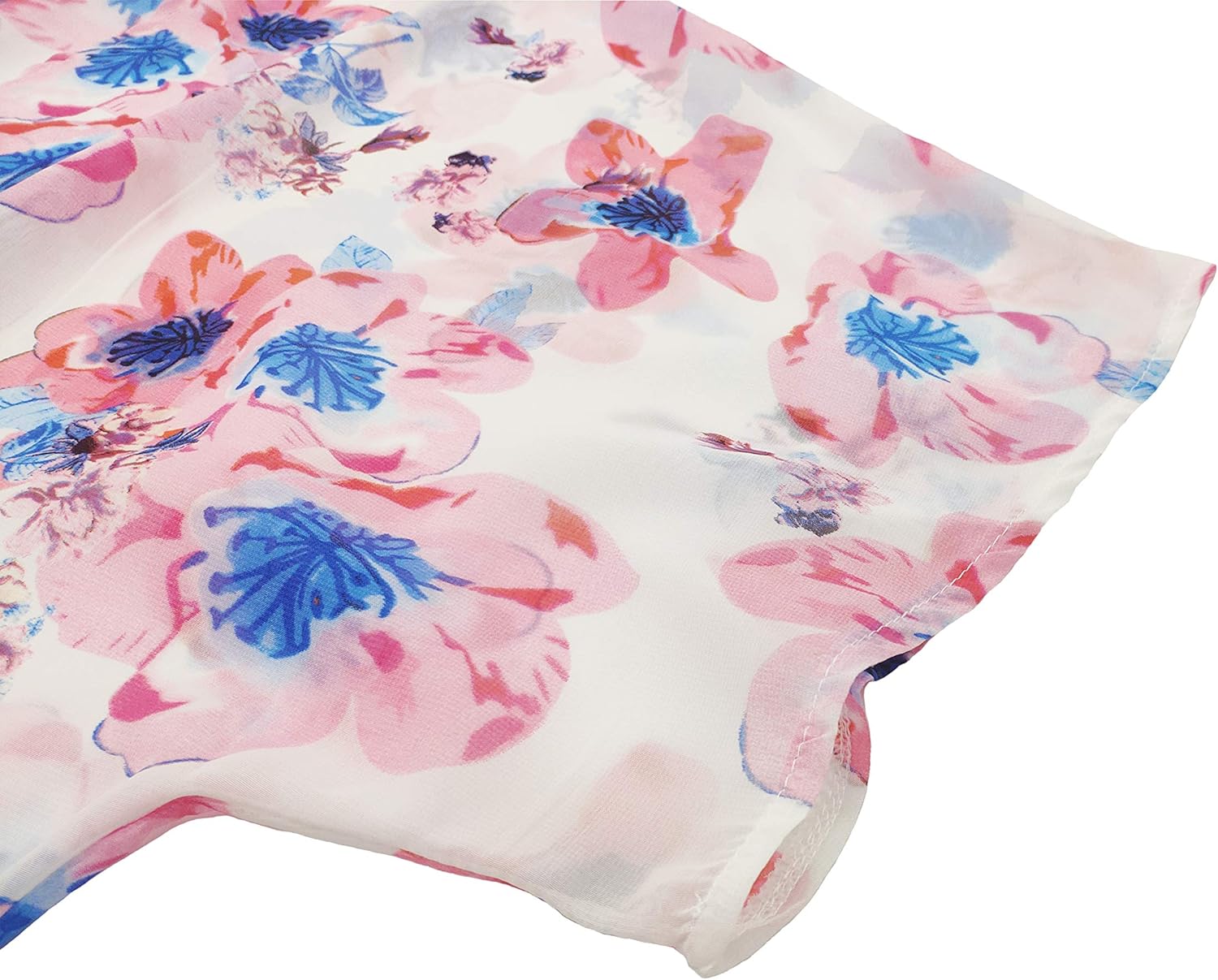 FINOCEANS Womens Floral Chiffon Kimono Cardigans Loose Beach Cover Up Half Sleeve Tops - Image 5