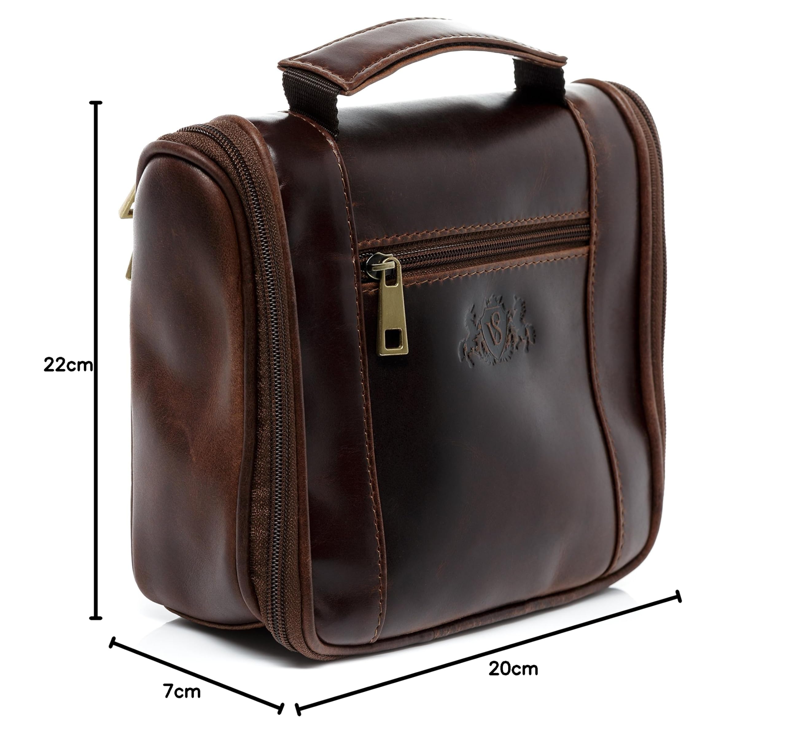 SID & VAIN Trousse de Toilette à pendre Cuir véritable Heathrow Sac de Toilette à Suspendre pour Hommes et Femmes Trousse de Maquillage Marron