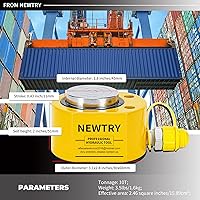 Vista 2 de NEWTRY Gato hidráulico de 10T, portátil de perfil bajo, 0.43' de extensión, para construcción naval, puentes, construcción
