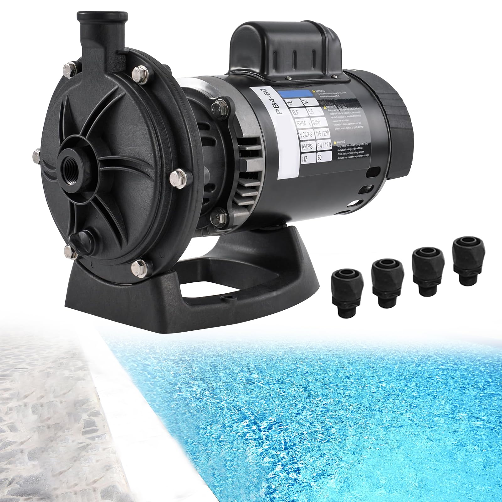 PB4-60 Pool Booster Pump 3/4 HP 115V/230V Dual Voltage 1600GPM Flow Fit for Polaris 180 280 380 480 3900 Kreepy Krauly＆Letro Legend Pressure Pool Cleaners