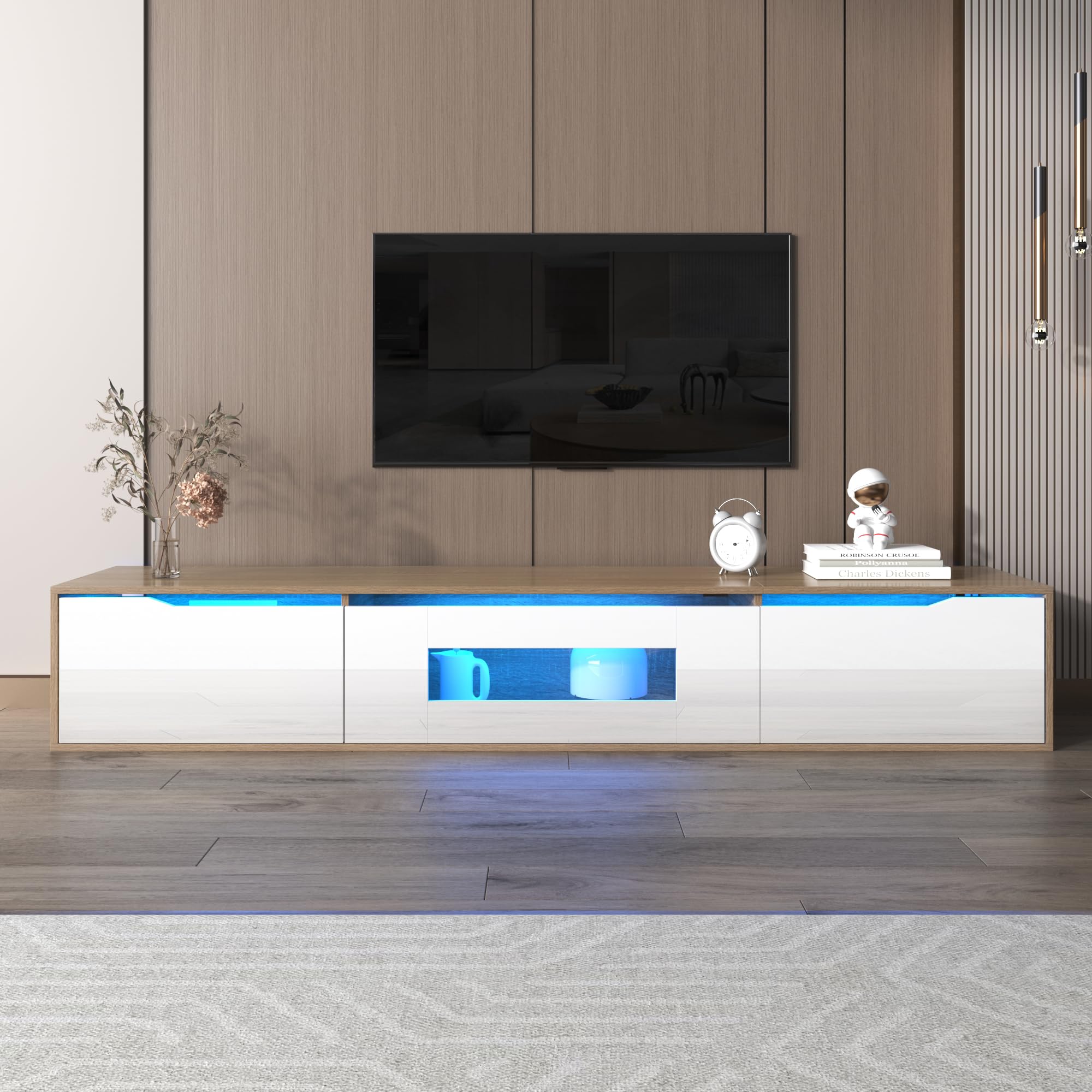 BTM TV Cabinet, TV Stand Cabinet, High-gloss TV Unit with 4 LED lighting Modes & 16 Colors, Wall Mounted/Floor Mounted, 180 * 35 * 30 cm — image 1