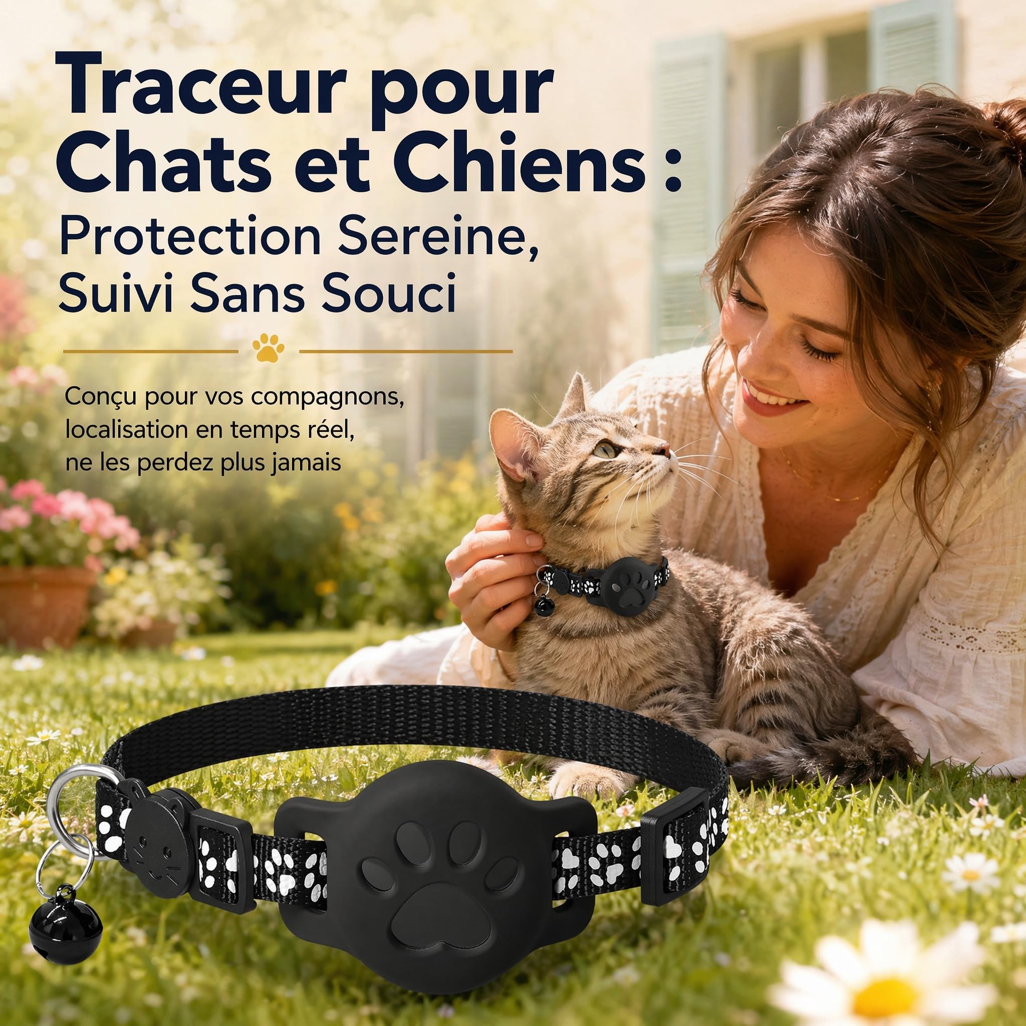 GéNéRique Collier GPS Chat, Traceur GPS Chat, 2026 Nouveau Traceur GPS Chat Tracker, sans Carte Sim, sans Abonnement Mensuel, avec iOS & Android, Localisation Temps RéEl, ImperméAble Et Durable