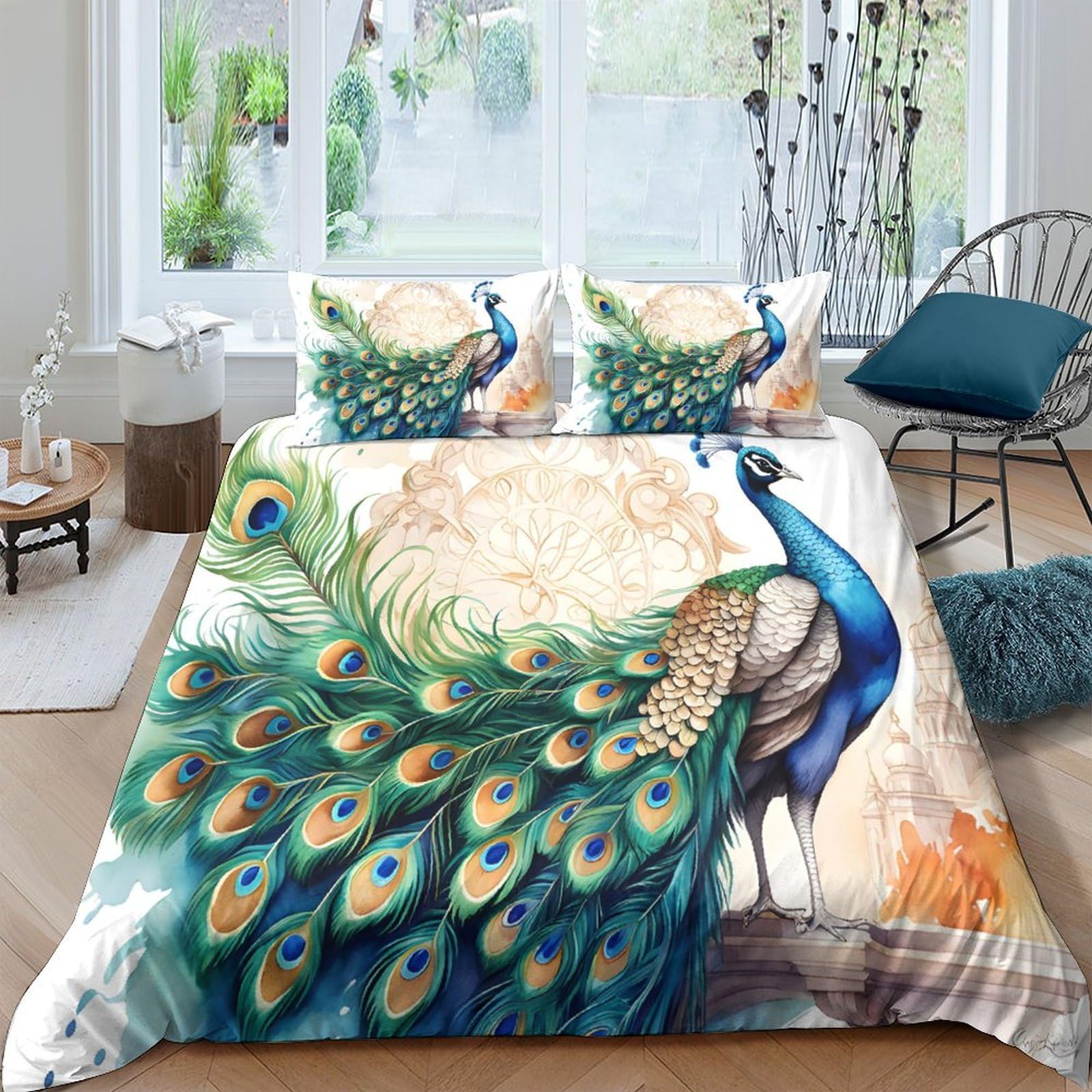 Housse de couette paon 220x240 pour transformer votre chambre en oasis de bien-être