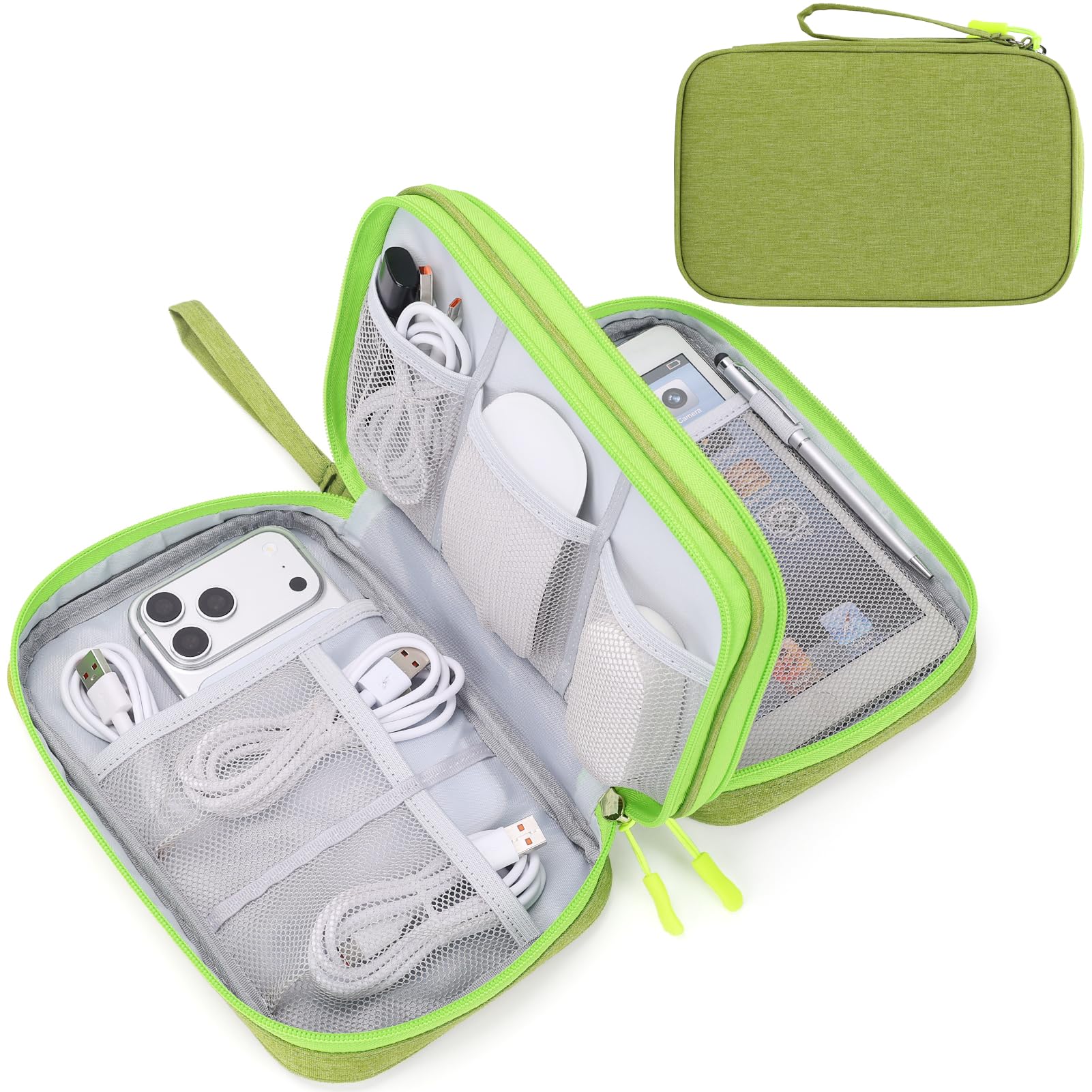 FYY Electronic Organizer, Travel Tech Pouch Bag, Large, Green