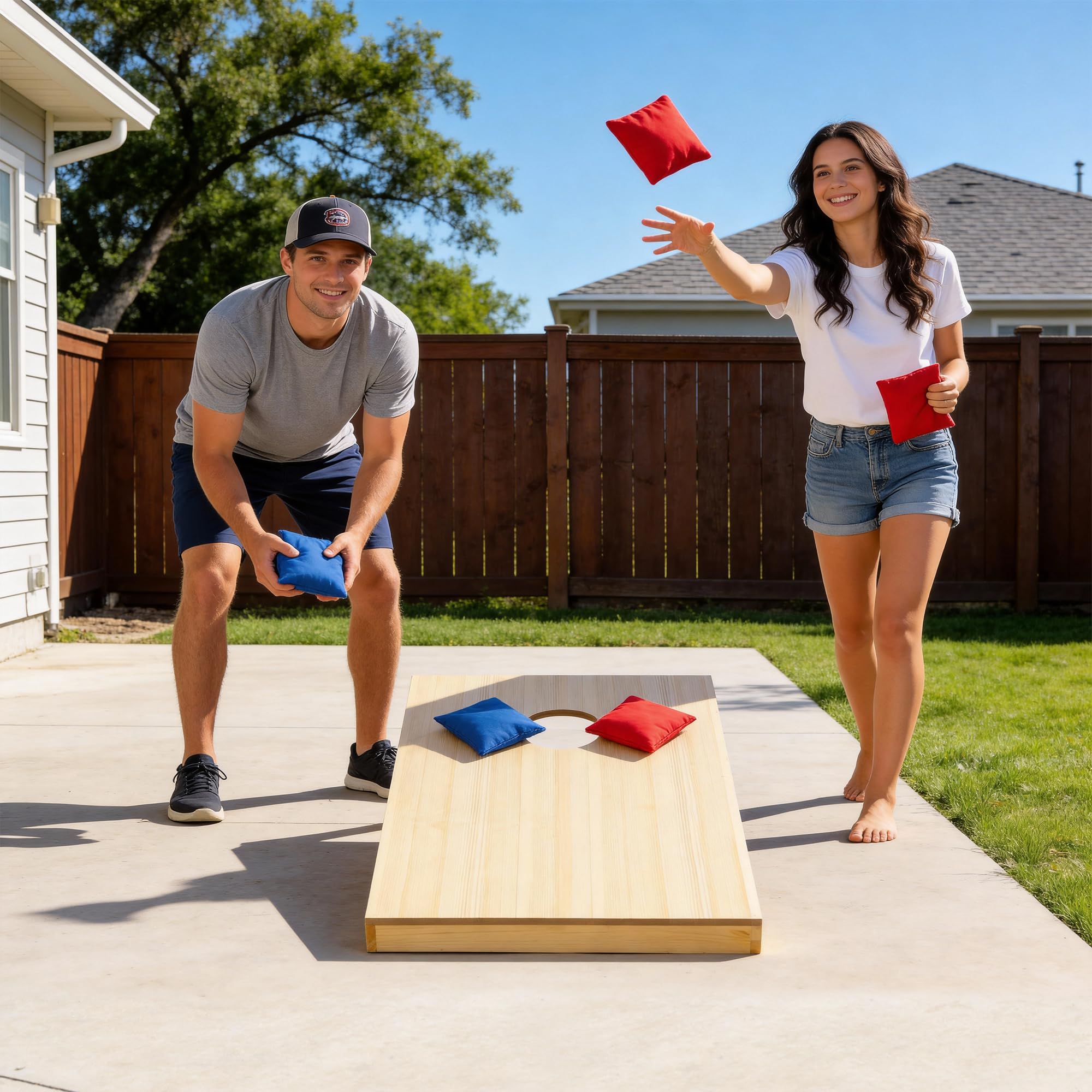 Nova Microdermabrasion 4x2Ft or 3x2Ft Solid Wood Cornhole Game Board with 8 Bean Bags and Carrying Case for Outdoor Yard Beach Lawn Party Backyard