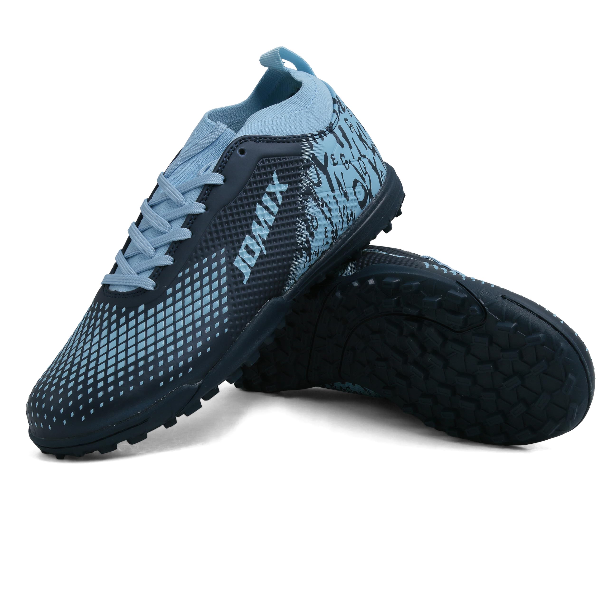 JOMIX Scarpe da Calcetto Calcio Unisex Bambini Ragazzi Adolescenti – Multitacchetti TF per Campi Sintetici ed Erba Artificiale – Leggere Resistenti Antiscivolo KOS250435 Blu, 31