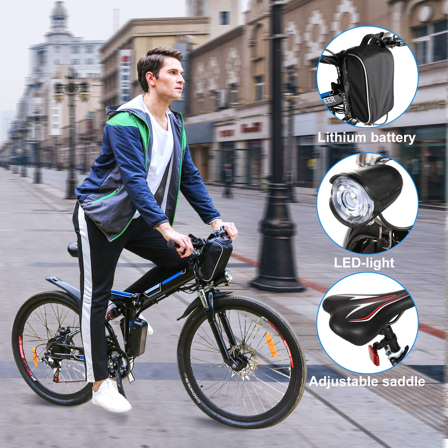 Speedrid Electric Bike 26’’ Electric Folding Bikes for Adults ebike