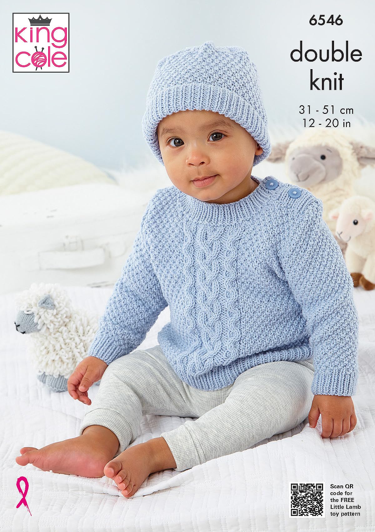 King Cole Baby Pattern (6546) Knitted in Little Lamb DK - Baby Set Knitted in Little Lamb DK