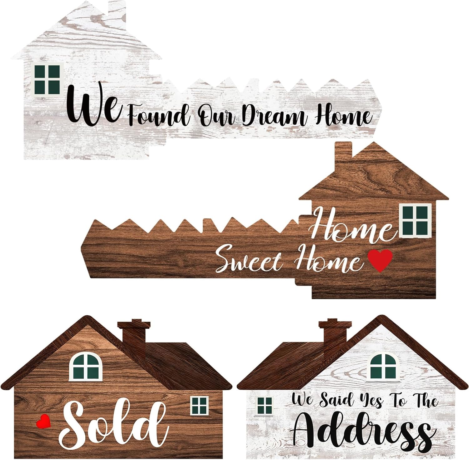 Sintuff 2 Pieces Sold Signs, Double Sided Social Media Photo Props, House Shaped and Home Key Shaped Decor Closing Gift Double Sided Agent Supplies and Signs (23.6 Inch)