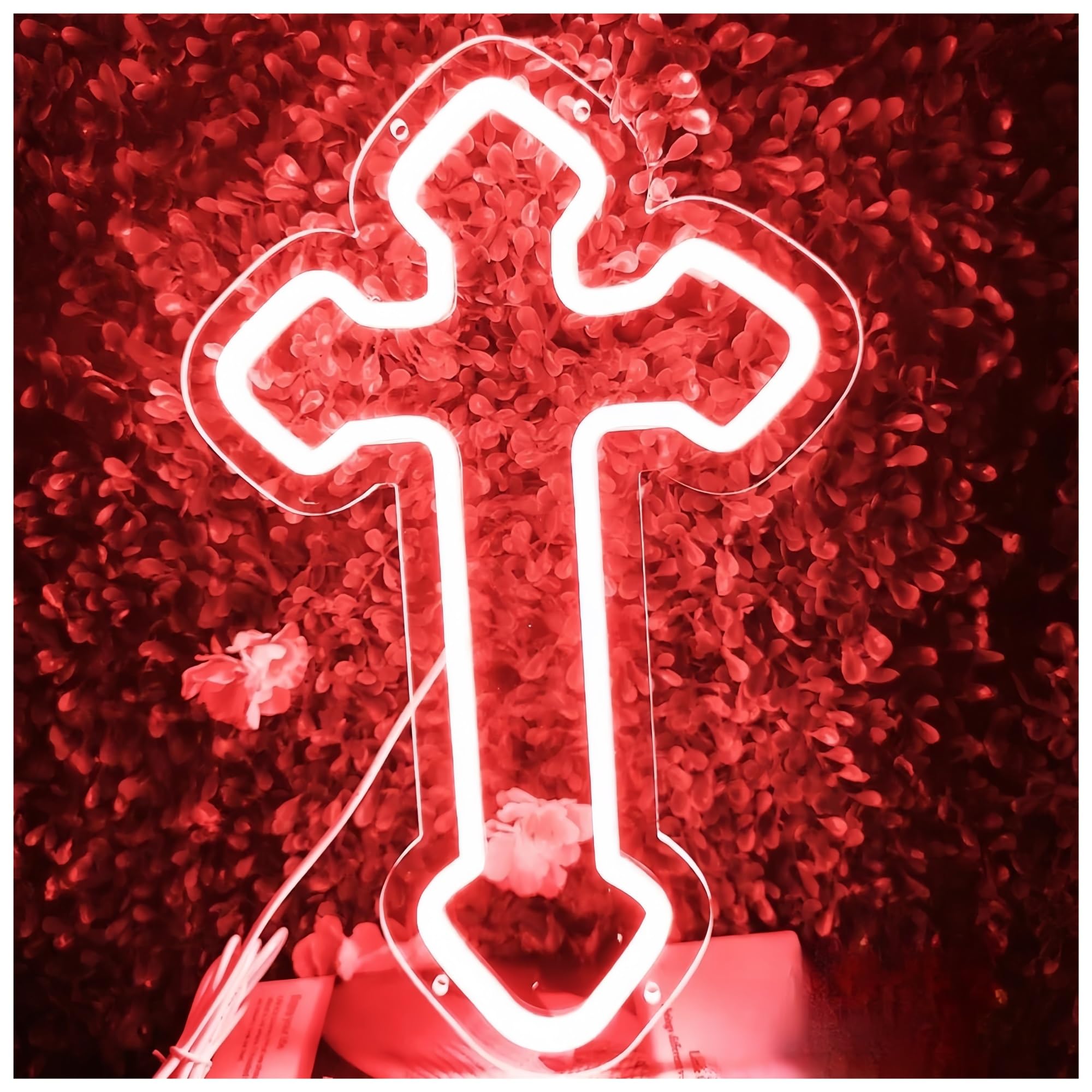 SHOUXI Sign Lamp The Cross Shape Neon Signs Lamp is Suitable for The Festive Atmosphere Hall Decoration Room 38X24cm(Red)