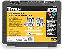Vista 2 de Titan 66947 Juego de llaves de vaso y trinquete SAE/métricas de 47 piezas de 1/4 pulgadas