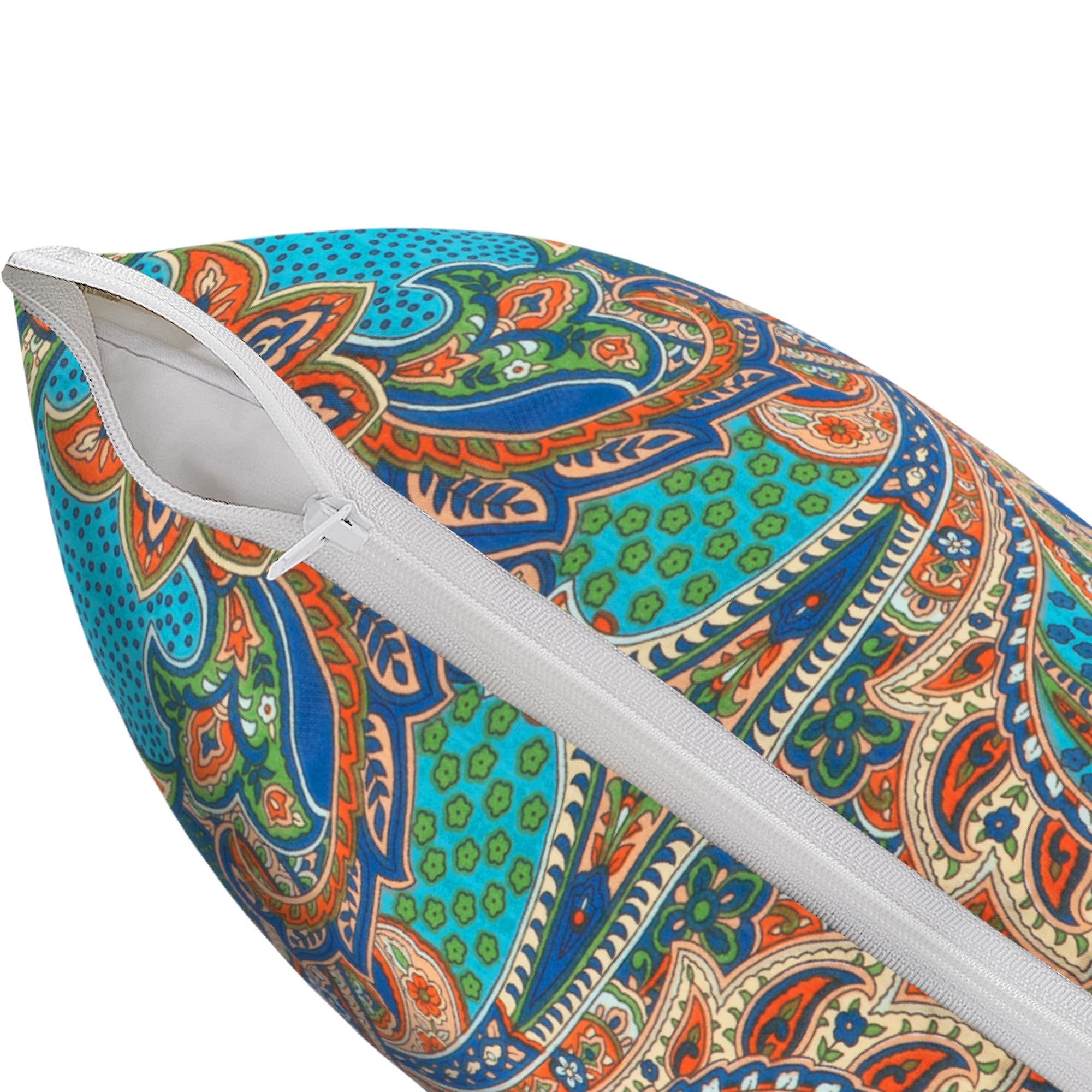 Lot De 2 Taies D'Oreiller 80x80 Cm 100% Coton - Motif Floral Multicolore Avec Fermeture Éclair