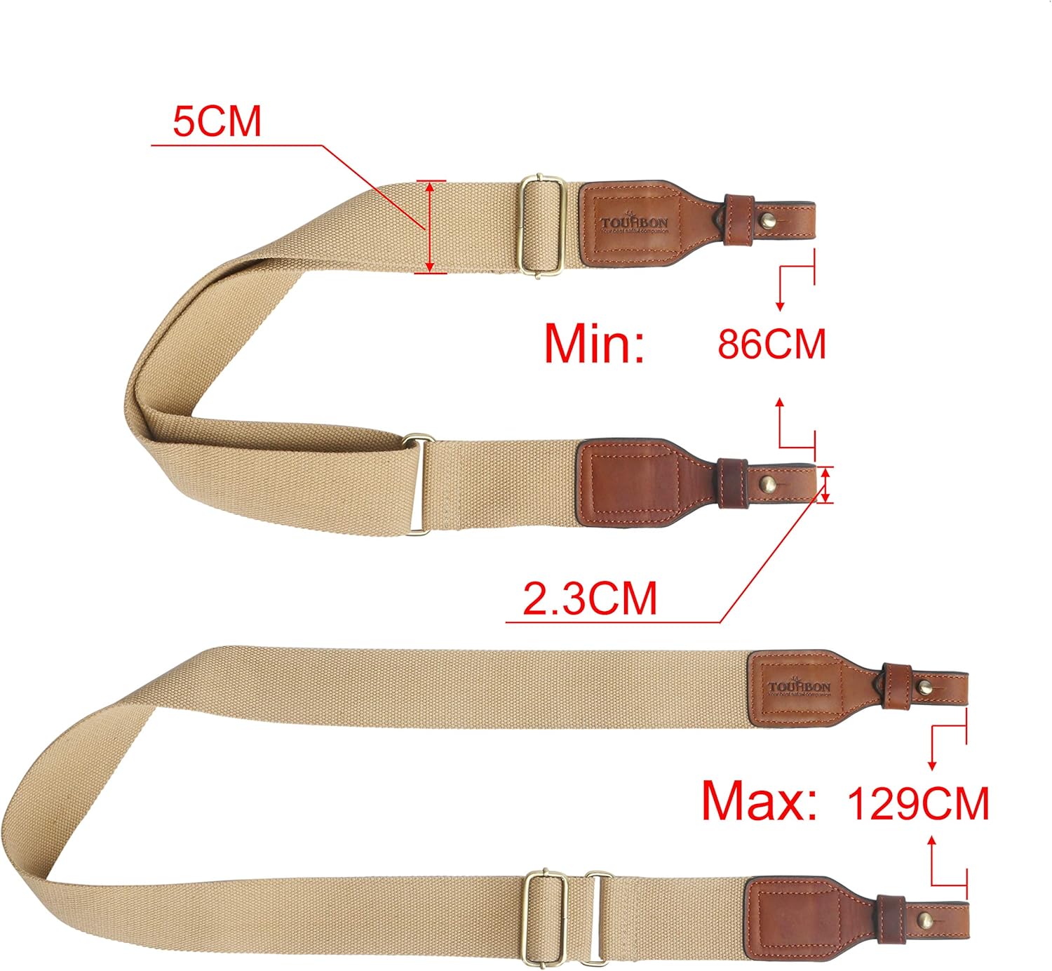 TOURBON Shooting Comfortable Rifle Sling Gun Carrying Strap with Swivel Cotton Webbing with Leather