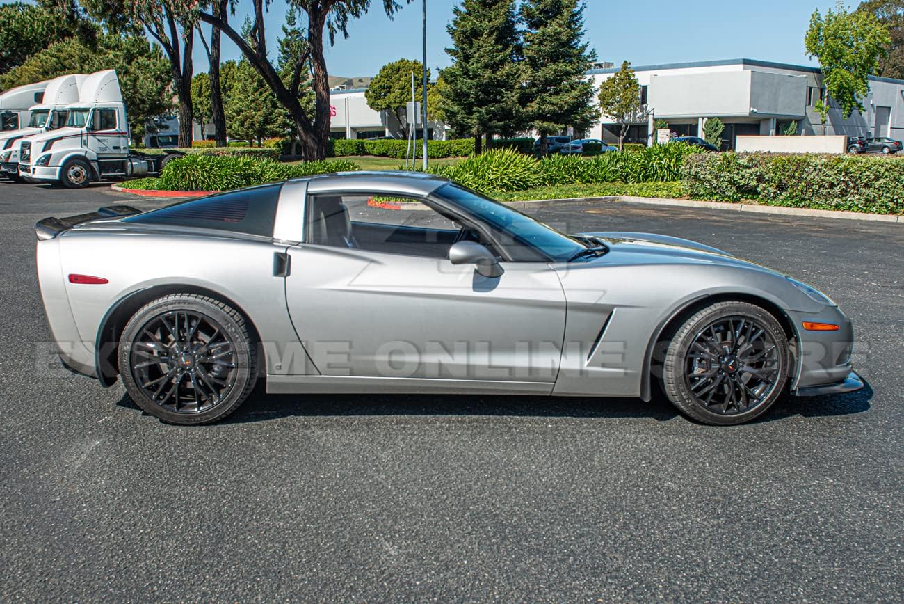 Replacement for 2005-2013 Chevrolet Corvette C6 Base Models | GM Factory XL Extended Style Rear Wheel Side Splash Guards Mud Flap Pair (ABS Plastic - Matte Black)