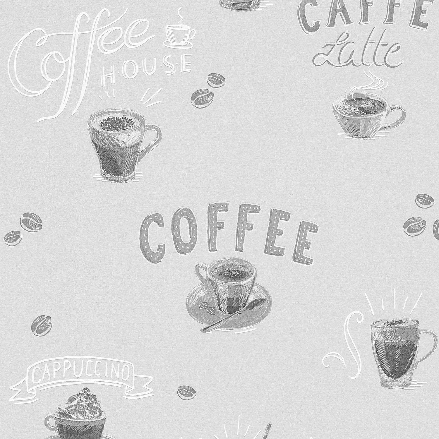 Grey Coffee House Wallpaper Paste The Wall Vinyl Kitchen Textured Home Decor DIY