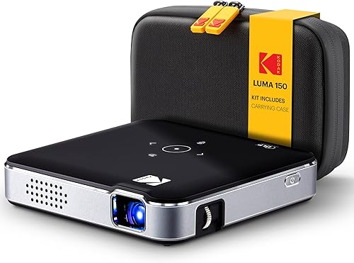 Kodak Luma 150 Mini proyector inalámbrico Pico negro - DLP, soporta 1080p, altavoz incorporado y batería recargable, HDMIUSBmicroSD, estuche de
