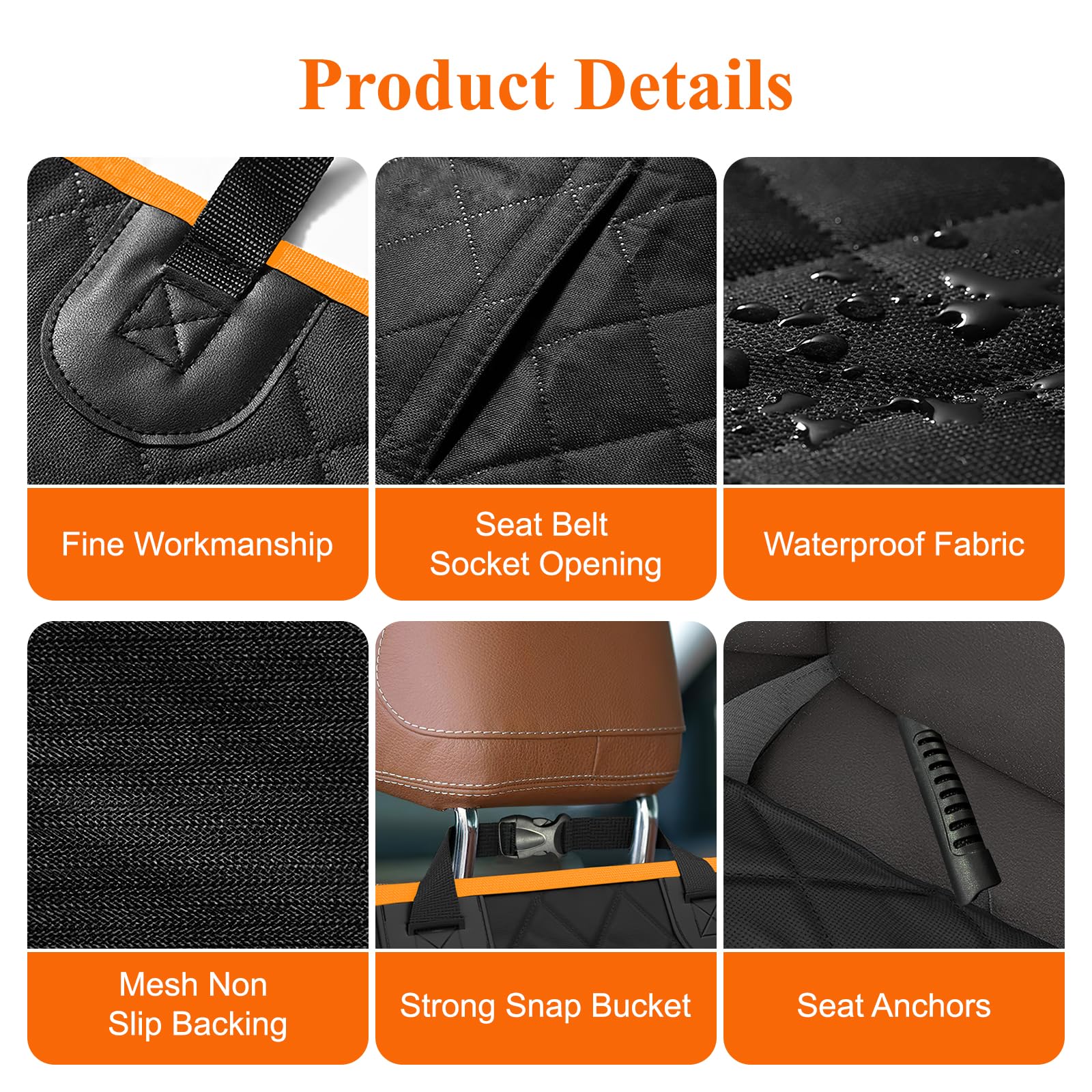 ICWEIMEI Funda de asiento de coche para perro, impermeable, para viajes de perro, antideslizante, protector de asiento de coche para mascotas, para coches, camiones, SUV