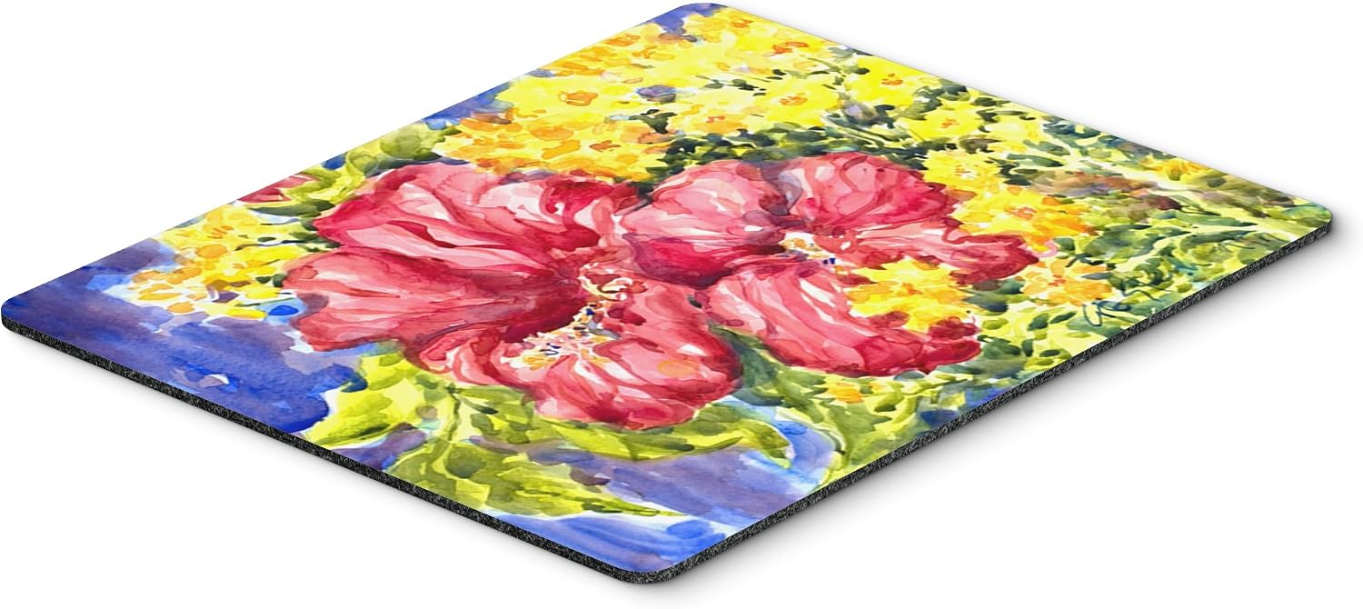 Caroline's Treasures 6056MP Flower - Hibiscus Mouse Pad, Hot Pad or Trivet for Home Office Gaming Working Computers Laptop Mouse Mat,Washable Large Mousepad