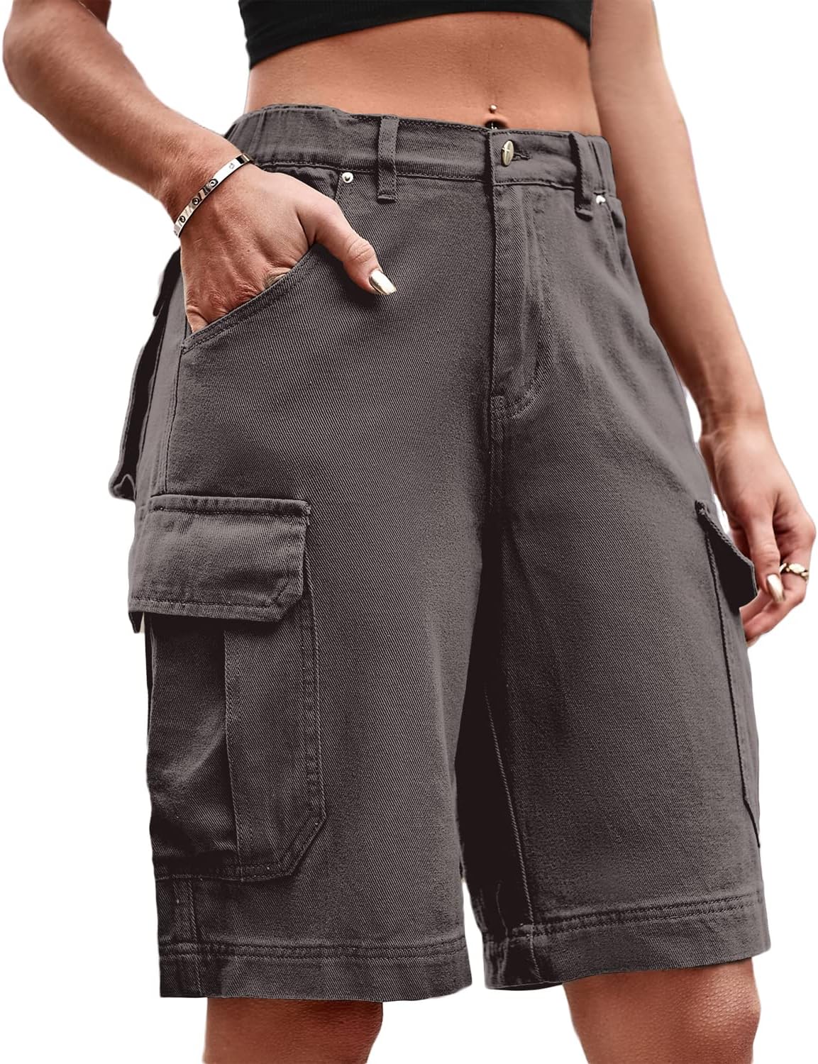 Women's Cargo Shorts Pants High Waist Short Jeans Trousers Camouflage Jogger Pocket Sweatpant Casual Workout Short Pants