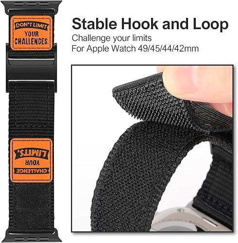 Miniatura 3 de Bandiction Paquete de 2 correas de nailon resistentes compatibles con Apple Watch Band Ultra 2Ultra de 1.929 in, 1.772 in, 1.732 in, 1.654 in,