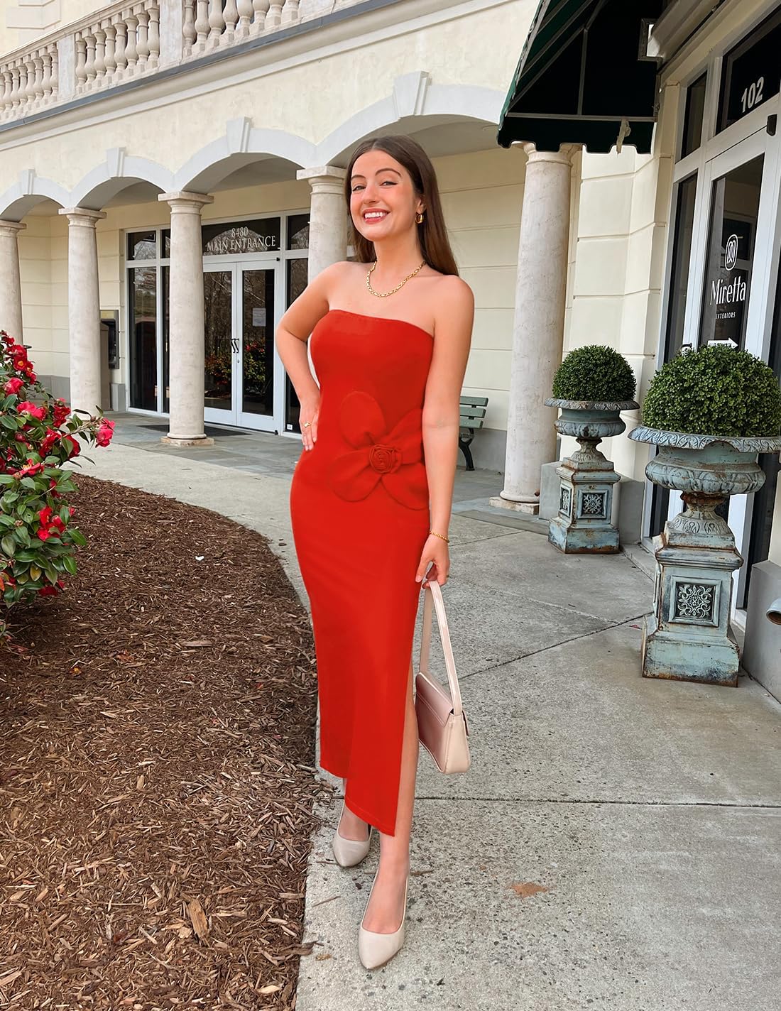 ZESICA Women's Summer Strapless Bodycon Maxi Dress 2026 Ribbed Knit Backless Floral Tube Cocktail Party Long Dresses - Image 8