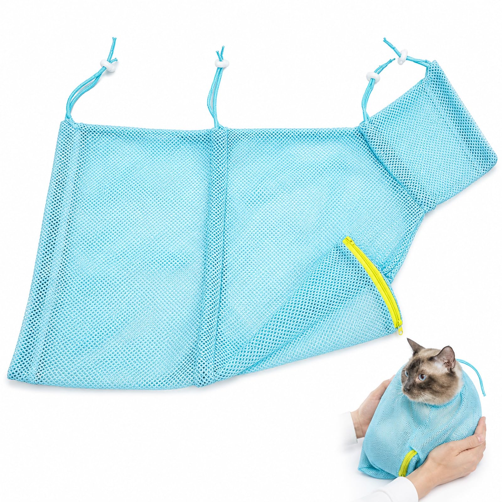 Adjustable Cat Grooming Bathing Bag Breathable Mesh Anti-Scratch Bite