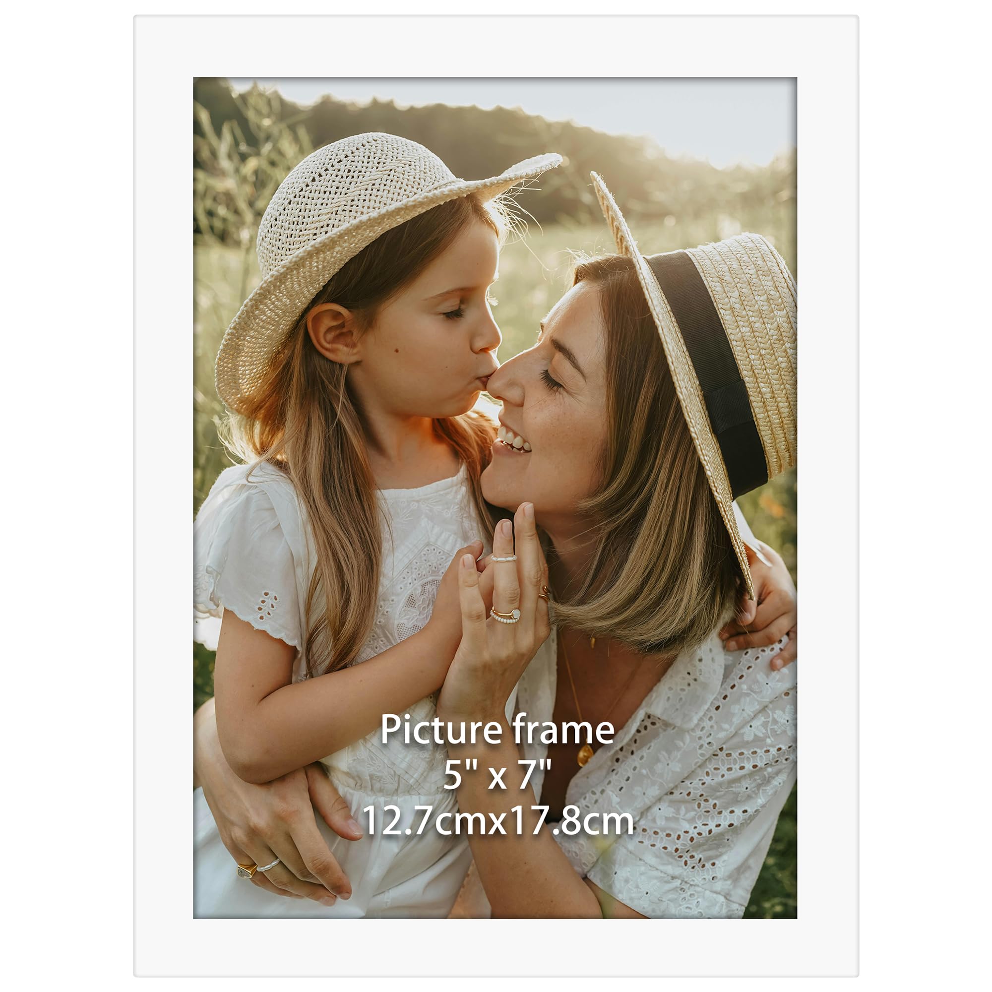 Ditwis 7x5 Photo Frame White, Elegant Frame Suitable for 5x7 Photos and Pictures, Horizontal or Vertical Wall or Table Display