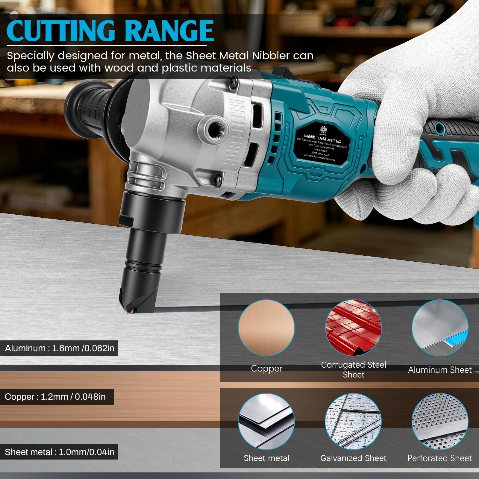 Grignoteuse en métal compatible avec batterie Makita 18 V