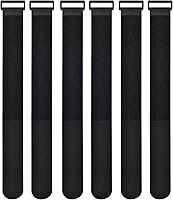 Vista 1 de 2 x 60 pulgadas de correa de cable con cierre de gancho y bucle, paquete de 6 correas de sujeción ajustables y adhesivas resistentes con hebilla