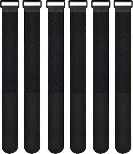 2 bridas de gancho y bucle de 60 pulgadas, paquete de 6 correas adhesivas de sujeción ajustable resistente con hebilla de anillo en D de plástico,